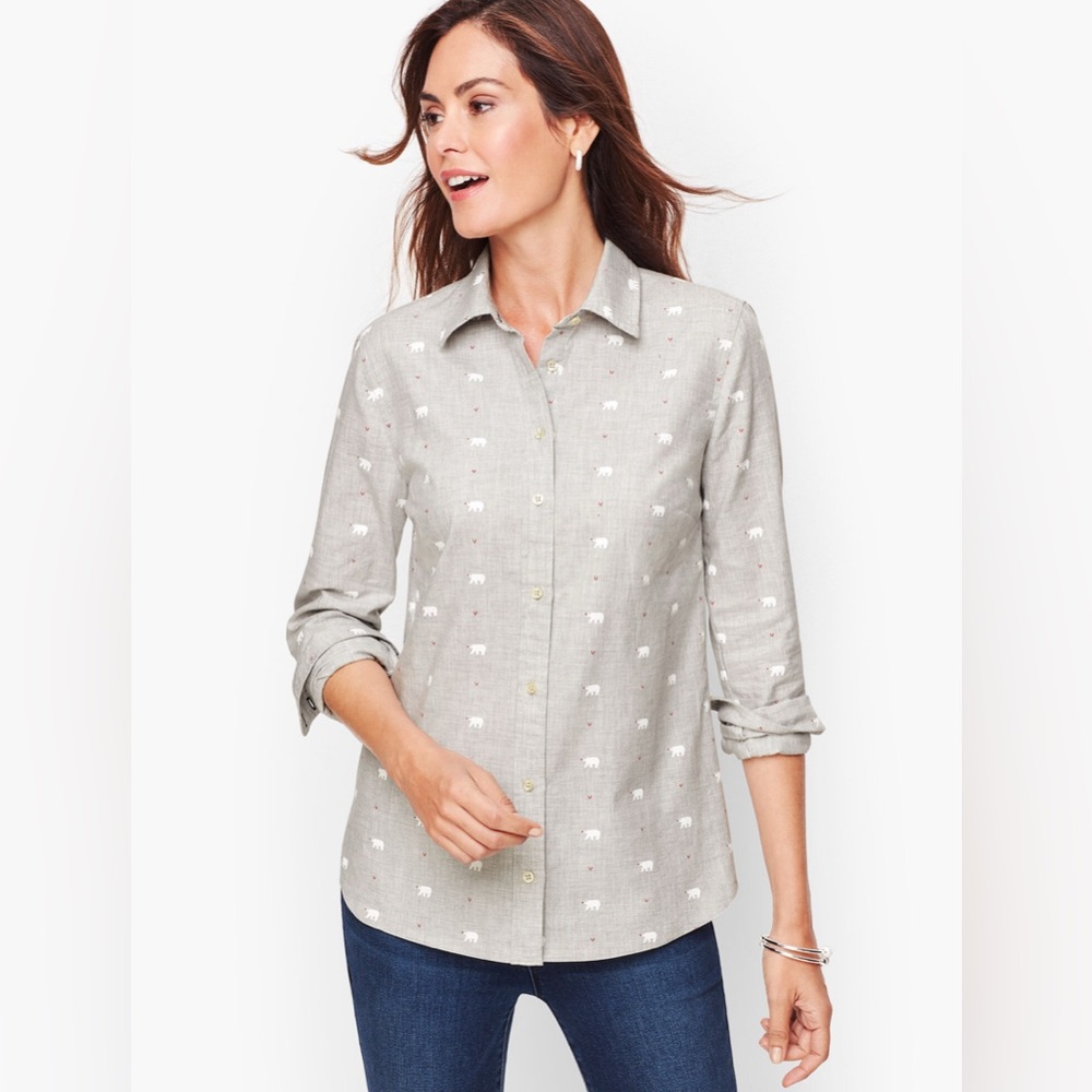 Talbots Gray Shirt with Polar Bear Design
